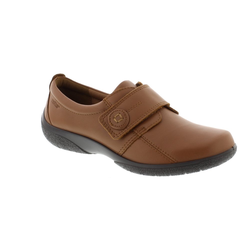 Hotter Sugar Womens Riptape Wide Fit Shoe Tan Desertcart