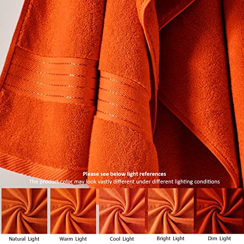 Cozyart Orange Bath Towels Set For Bathroom Turkish Cotton Thick Soft Absorbent Durable 650 Gsm Towel Set Of 6, 2 Large Bath Towels, 2 Hand Towels, 2 Washclothes #TOP1