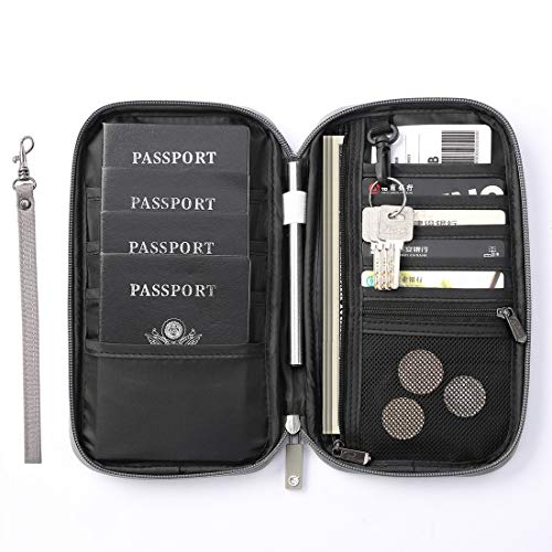 Image of VanFn RFID Travel Passport Wallet, Family Passport Holder, Trip Document Organizer P.Travel Series (Nylon - Grey)