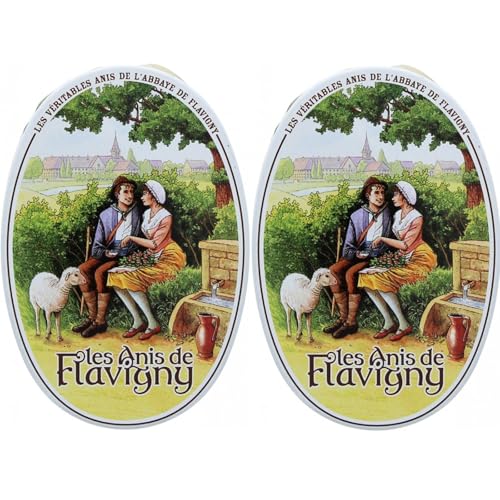 Anis de Flavigny – Authentische Anisbonbons 2 ovale Dosen mit Anisaroma | 2 x 50 g handwerklicher Genuss