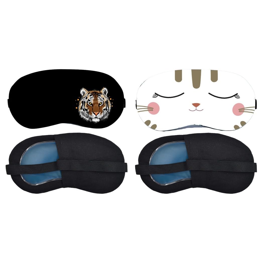 Aoxeria Tiger Portrait, Sleeping Bunny Face Sleeping Mask Combo, Soft Comfortable Light-Blocking Eye Cover for Women, Men & Kids, Reusable Blindfold for Night Sleep, Nap, Travel (Pack of 2)-image-44