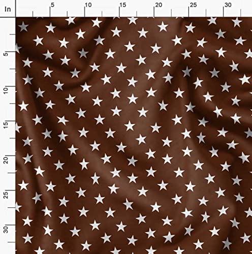 Image of Soimoi Brown Poly Georgette Fabric Stars Star Print Sewing Fabric Meter 52 Inch Wide