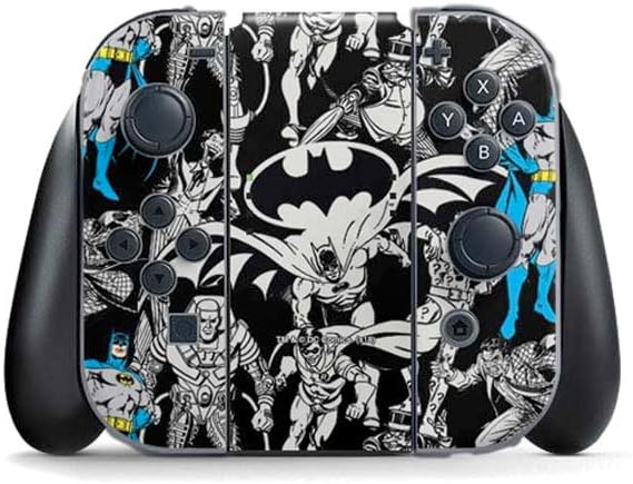 Skinit Decal Gaming Skin Compatible with Nintendo Switch (2017-2021) Joy-Con Controller - Officially Licensed DC Comics Batman Vintage Pose Collage Art Design