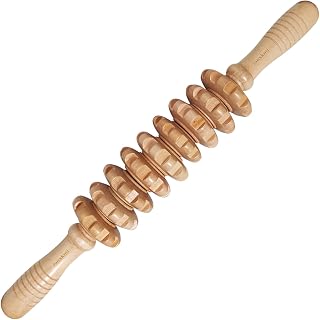 iunxkmi Wood Therapy Massage Roller Stick - Cellulite Massager, Lymphatic Drainage & Fascial Tool for Legs, Back, Sore Muscles