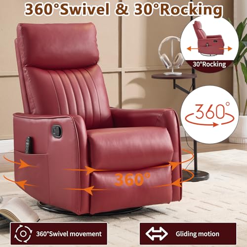 Sillón reclinable con masaje tela roja miniatura 4