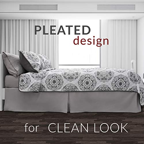 Mellanni White Queen Bed Skirt - Bed Frame And Box Spring Cover - 15-Inch Tailored Drop Pleated Dust Ruffle - Luxury Bedding - Easy Fit, Wrinkle, Fade, Stain Resistant - 1 Bedskirt (Queen, White) #TOP4