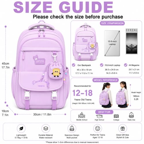 Image of Korean Style Unisex School & College Backpack Bag | 18 Inch Large Capacity Bag For Girls & Boys Age of 12-16 Years | Best For Middle & High School, College, Tution, Travel, Camping