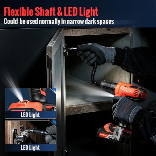 Image of DongCheng 20V Cordless Drilling Machine, 40Nm Torque, 350W Copper Motor, 18+1 Settings, 2-Speed 0-1500 RPM, 2Pcs 2.0Ah Battery and Charger, Clean Kit, Manual Tool, 16Pcs Drill Accessories for Home Use