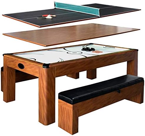 NG2422H 7 ft. Sherwood Air Hockey Table with Benches - Cherry - 7 ft.