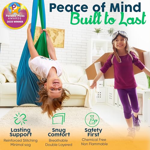 Sensory Swing for Kids Indoor - Calming Cocoon Therapy Swing 360° Hardware - Holds 220lbs - Indoor Outdoor Sensory Hammock - Autism ADHD SPD Trusted Sensory Support - Image 5