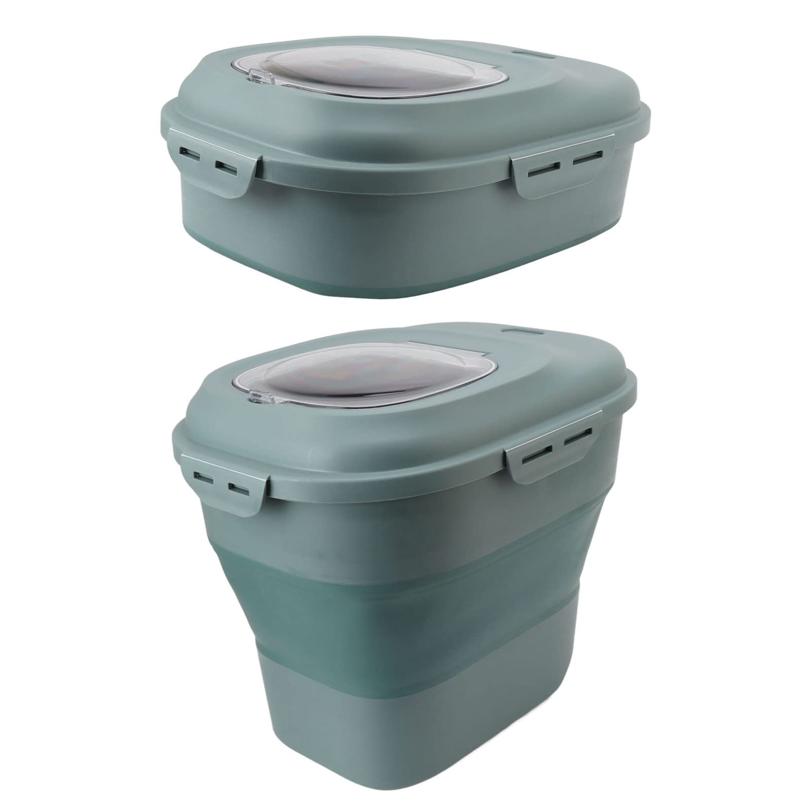 Contenedor de Almacenamiento de Contenedores de Almacenamiento de Alimentos con de Alimentos Plegable con Taza para Medir la Ruleta (Verde)