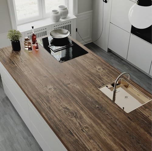 Image of WALLMATE Self Adhesive Wood Grain Wallpaper Vinyl Furniture Sticker Wood Wallpaper Kitchen Wallpaper Wooden Door Desktop Wallpapers (Rustic Wooden, 16x96 Inch)