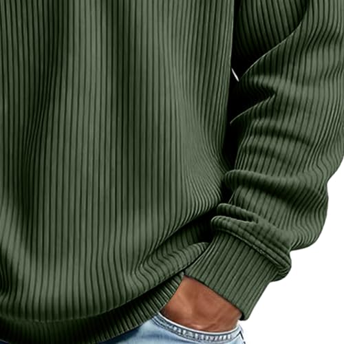 Mens Quarter Zip Hoodie Corduroy Pullover Long Sleeve Sweatshirt Casual - image 7