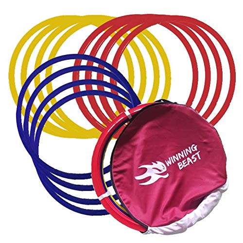 Winning Beast® 24 Rings (2 Pack of 12 Pieces) All Sports Agility Rings - Multi-Colored Ideal for Speed and Agility Training. Convenient Storage/Carry Bag Included.