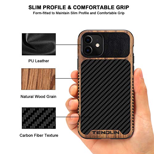 Coque iPhone 11 idéale pour le bureau en bois noir TENDLIN - 3