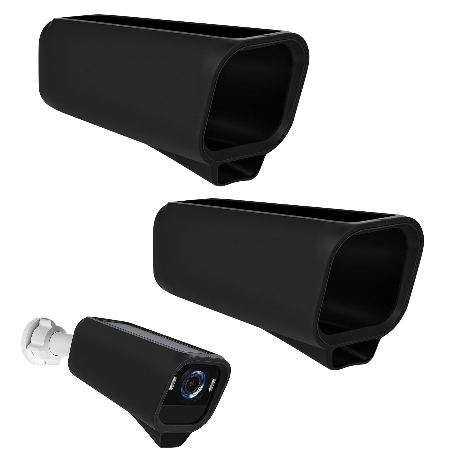 2 unidades de fundas protectoras para Eufycam S3 Pro, soporte para canalón con funda de silicona impermeable a prueba de polvo para cámara de seguridad Eufy Security, color negro