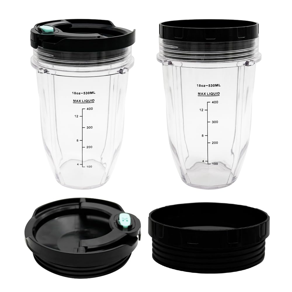 Photo 1 of 2 Packs 18oz Replacement Parts Cup with Lid, Compatible with Nutri Ninja BN400, BN400C, BN401, BN401C, CL401A, CL405CO, CO351B, SS100, SS101, SS101C, SS101TGT, SS150, SS151, SS300, SS300C, SS351