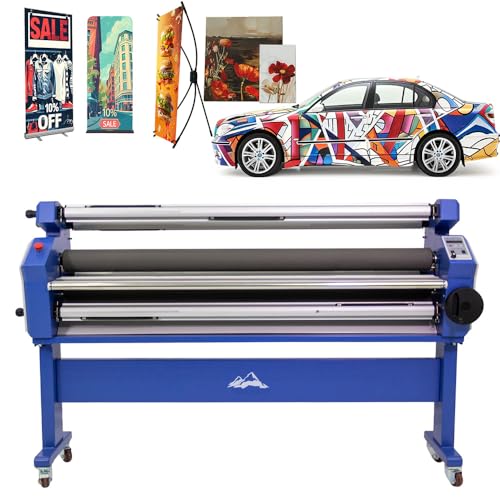 FOKOCALI 55in Wide Format Cold Laminator Machine 110V Full-auto Heat Assisted Roll to Roll Large Format Laminating and Mounting Machine (Without Trimmer)