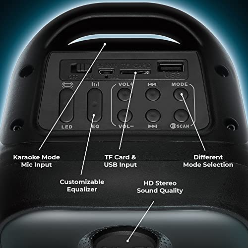Image of Coby Flame Bluetooth Party Speaker | 3 inch Bluetooth Speaker, Rechargeable Battery, USB Input, TF Card Slot | 3 LED Light Modes | Indoor /Outdoor Portable Speaker w /Handle for Parties, Gatherings, Events
