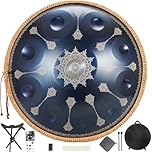 Hand Pan,Handpan Drum 22 Inches D Minor Kurd 432Hz 10 Notes Premium Steel Hand Pan Drum Instrument for Adults with Mandala pattern (432Hz Dark Blue2)