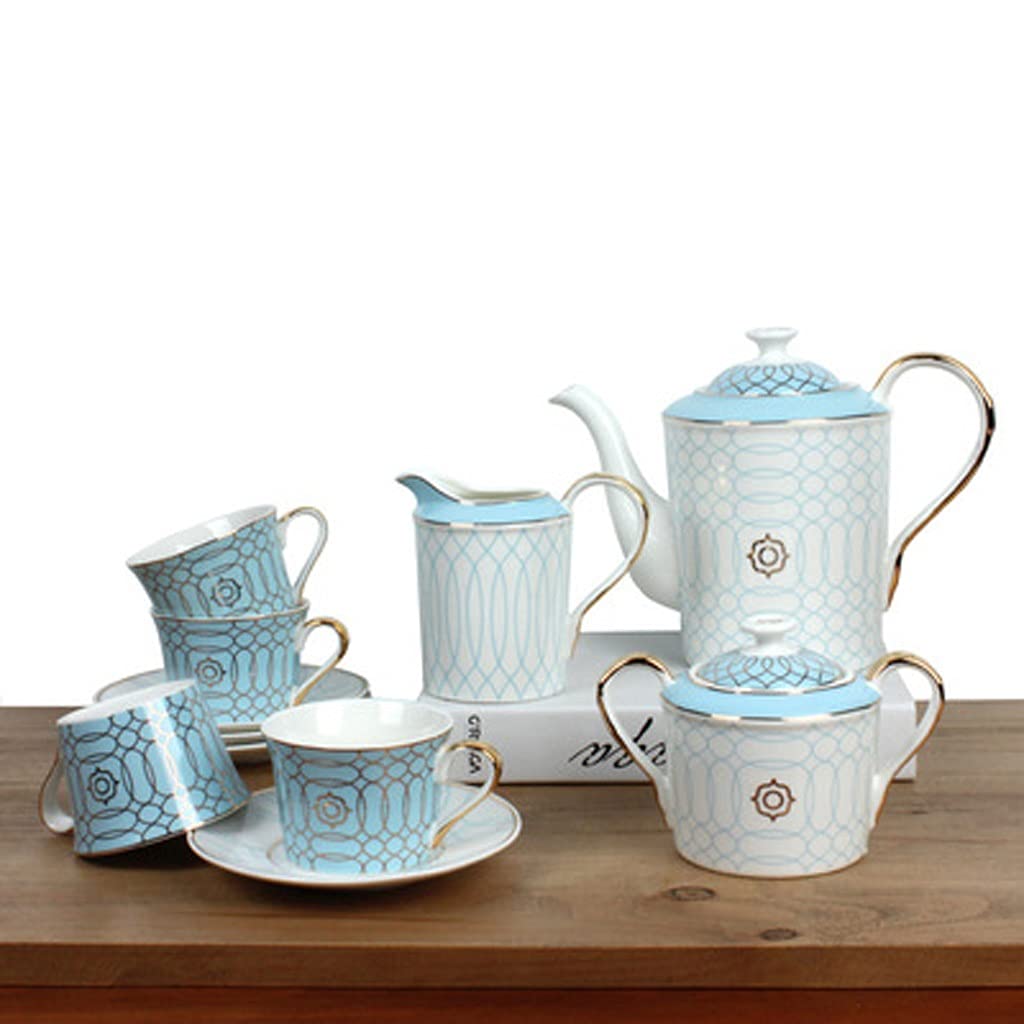 Set da caffè in Ceramica Colazione Latte Tazze da tè Piattini Pentola Bicchieri Ecologico 11 Pezzi Regali di Nozze Regali di Compleanno