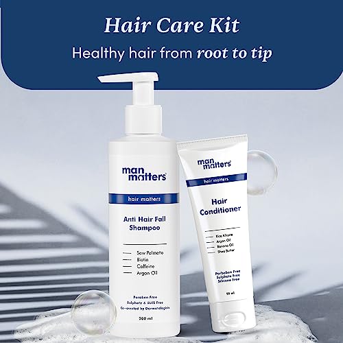 Image of Man Matters Anti Hair Fall Shampoo 200ml and Conditioner 90ml For Men With DHT Blocker | Helps in Deep Nourishment and Frizz Free Hair | Sulphate & Paraben Free | Pack of 2
