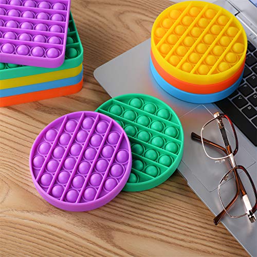 Mirenlife 5 Packs Pop Sensory Fidget Toys, Push Bubble Fidget Sensory Toys, Silicone Pressure Relieving Toys, Silicone Squeeze Sensory Toys, Round #TOP1