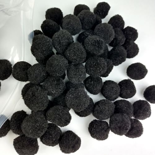 200 Pieces Pom Poms 1 Inch Craft Pom Poms Fuzzy Pompom Puff Balls for DIY Arts Crafts Projects Home Decorations (Black-1)