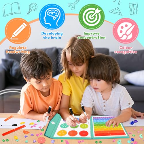 Montessori Magnetic Book Fraction Puzzle for Children, Fraction Resources Fun Magnetic Fractions Educational Puzzle, Learning Games, Math Manipulatives for arly Math Skills Development - Image 2