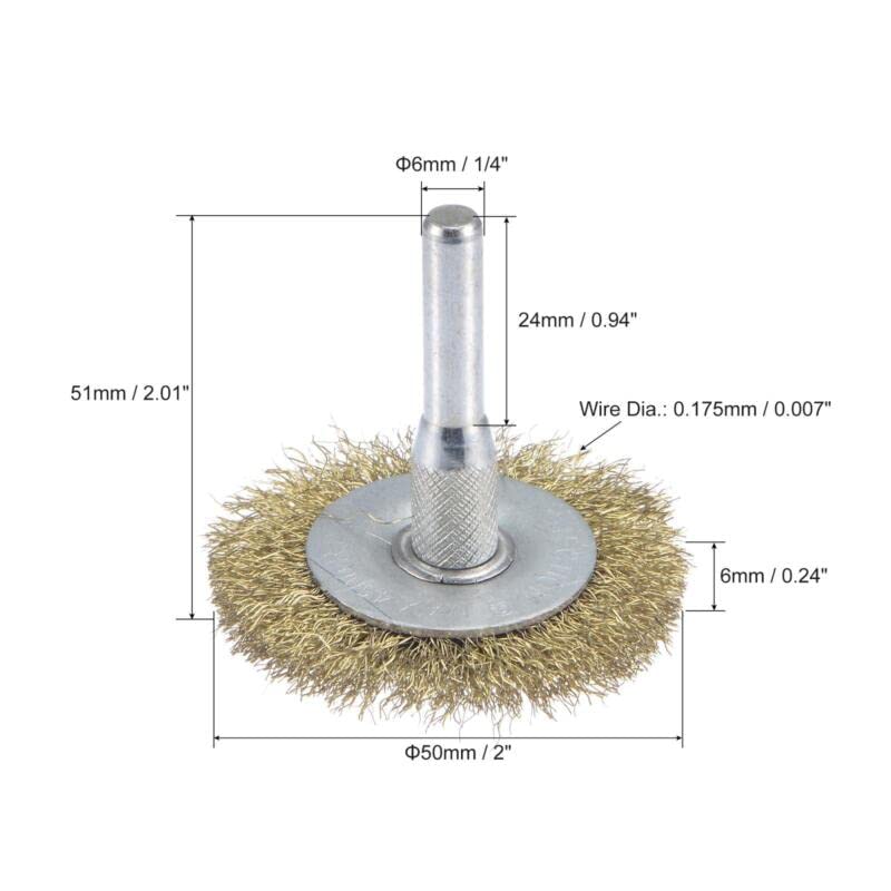 Tool parts 0.175mm Wire 6mm Shank 50mm x 6mm Stainless Steel Brass Plated Wheel Brush