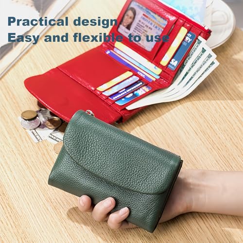 Joyfullygo Wallet, 2025 Genuine Leather Unisex Pebble Leather Wallet for Women, Relevantk Soft Wallets with Credit Card Holder and Money Clip for Coins and Cards (Black-Red)2