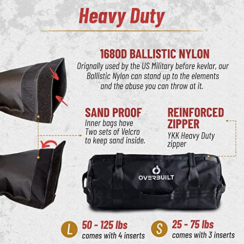 Overbuilt Sandbag Workout Equipment For Exercise | Heavy Duty Weighted Bag With Handles For Home Gym, Crossfit Training, Conditioning, And Strongman | Lifting Weights For Fitness #TOP4