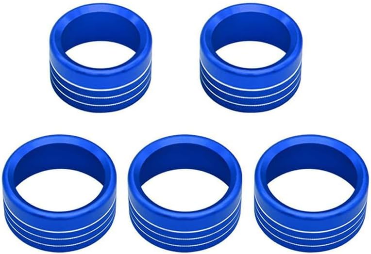Car Air Conditioner Switch Button Knob Cover Compatible with Dodge Ram Trucks 2019-2022, Car Push Start Button Cover Aluminum Decal Trim Interior Accessory,Blue