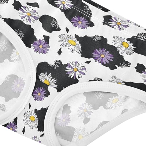Little Girls' Soft Cotton Underwear Kids Breathable Comfort Cow Print Daisies Panties Briefs Toddler4