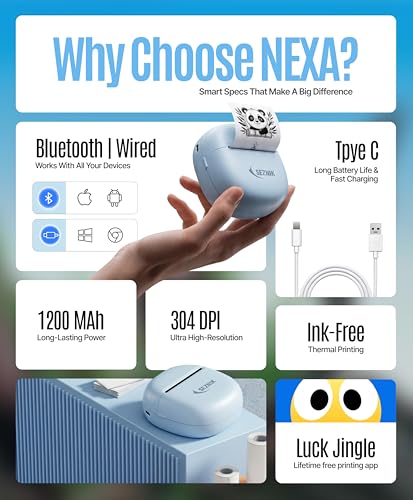 Image of SEZNIK NEXA Mini Printer for Mobile | Bluetooth Portable Mini Thermal Printer | 304 DPI | Inkless Sticker, Image, Labels, Doodle, Notes Printer | Mobile Printing for Android, iOS & Windows