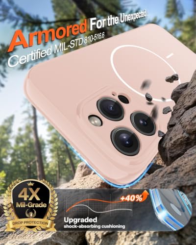 Image of Magnetic for iPhone 16 Pro Case,Shockproof Matte Cover,Cute Pink | with Screen Protector,Compatible with MagSafe,Military Grade Drop Protection,Full Camera Protection,Non-Slip Design Case