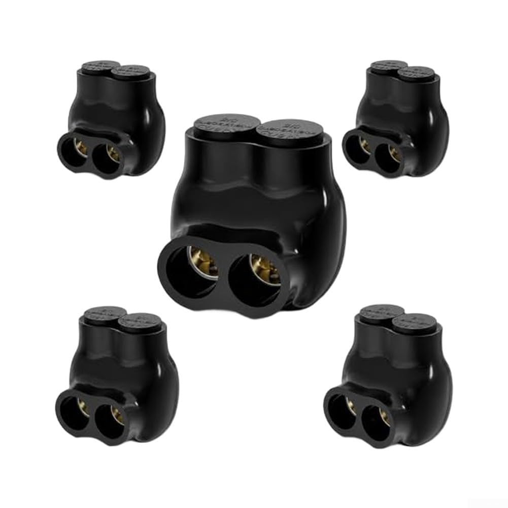 5 morsetti per cavi a doppia porta da 2/0 a 6 AWG, isolati per TÜV, per esterni, barche, marine, morsettiere sicuri e robusti