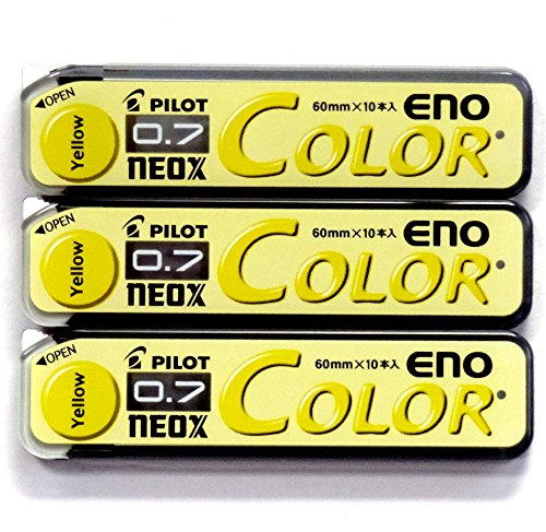 Pilot Color Mechanical Pencil Lead Eno, 0.7mm, Yellow, 10 Lead ×3 Pack/total 30 Leads (Japan Import) - image 1