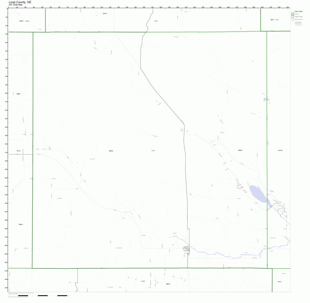 Loup County, Nebraska NE ZIP Code Map Not Laminated Office Products