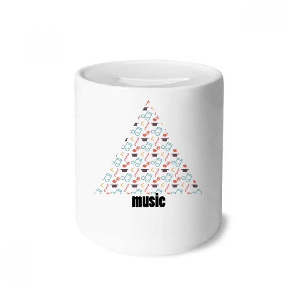 Tensive Colourful Music Notes White Money Box Cerac Coin Case Piggy Bank