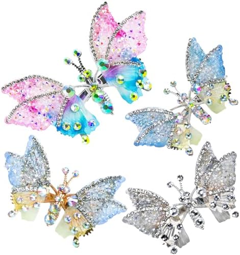 6 Fermagli Per Capelli A Farfalla Con Ali Mobili E Strass – Clip In Metallo Leggere, Antiscivolo, Perfette Per Ragazze, Donne E Regali