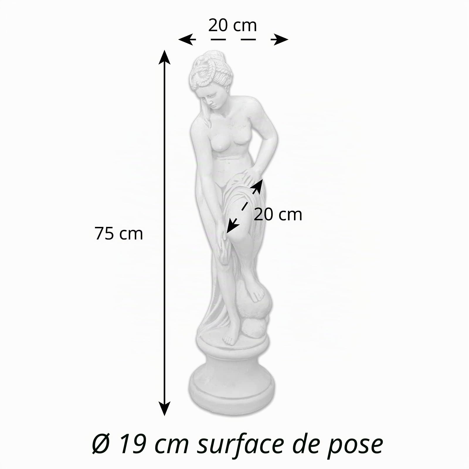 gartendekoparadies.de Figure de Pierre Massive Statue Vénus au Bain sur piédestal en Pierre reconstituée, résistant au Gel (Gris)
