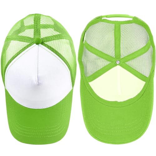 Image of Falari 5-Panel Mesh Baseball Cap, Trucker Hat, Structured Plain Design, Cotton, Adjustable Size