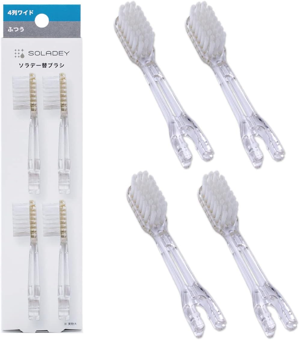 Soladey Ionic Toothbrush Replacement Brush Heads Refill, 4 Count -4 Row Medium Bristle