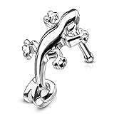 Covet Jewelry Gecko Nose Crawlers 316L Surgical Steel Nose Bone Stud Rings (Steel)