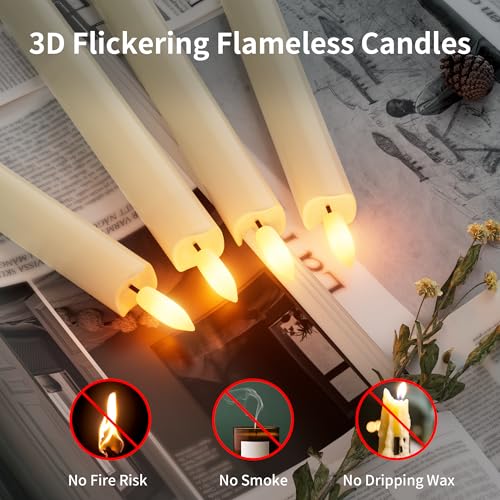 Velas de cera real sin llama recargables juego de dos candelabros led realistas marfil 6