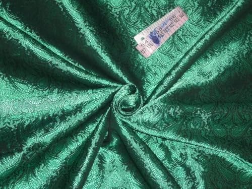 Brocart de soie filée vert et noir de 112 cm, un tissu haut de gamme pour l'ameublement chic