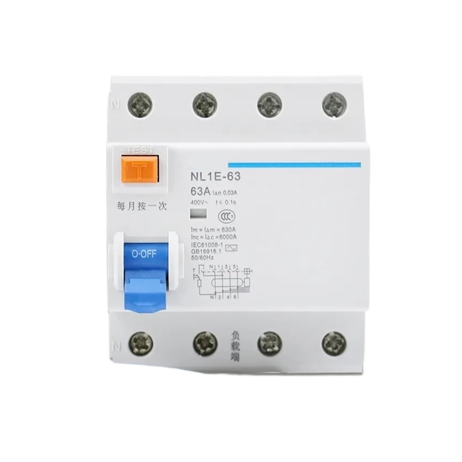 LHNBGTUIW Leakage Protector Residual Current Circuit Breaker NL1E-63 1P+N 3P+ 63A ELCB RCCB MCB(25v,3P and N)