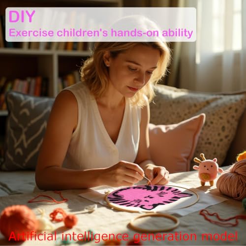 Image of 57lilina 6pcs Coaster Punch Needle Kit for Beginners & Adults, Animal Cat | Complete Step-by-Step Guide Make Punch Stitching Embroidery Art Drink Coasters, Easy DIY Hobby Craft Set for Women Starter