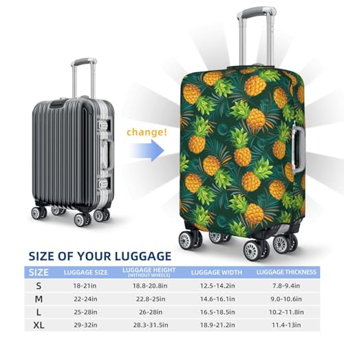 Pineapples With Palm Leaves For Travel Luggage Cover Suitcase Protector Fits 18-32 Inch Travel Luggage Protector Elastic Luggage Anti-Scratch Suitcase Cover4